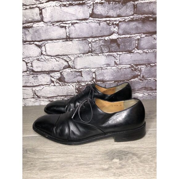 Salvatore Ferragamo Black Leather Cap Toe Dress Shoes Oxfords Men Sz 10.5D US/44 main image 11